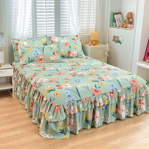 3-Piece Ruffled Bed Skirt Set