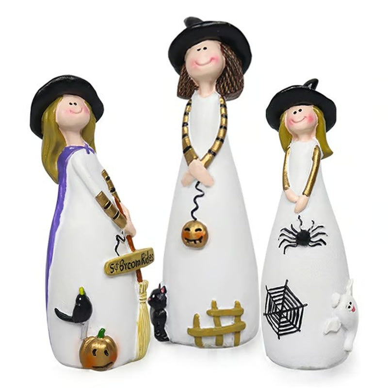 Festive Halloween Witch Figurine Decorations
