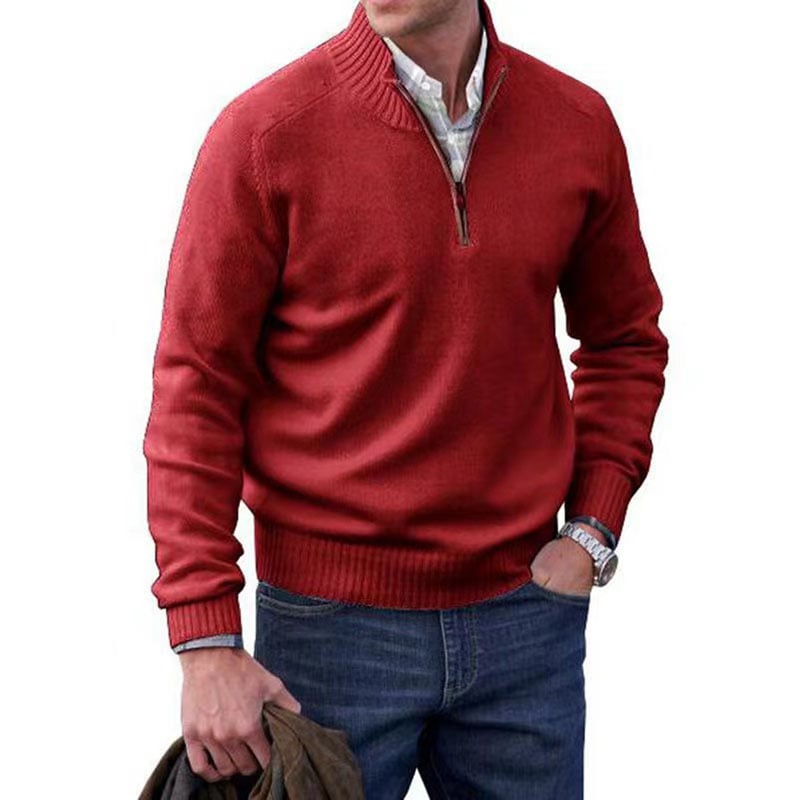 Men's Basic Zipper Pullover Sweater