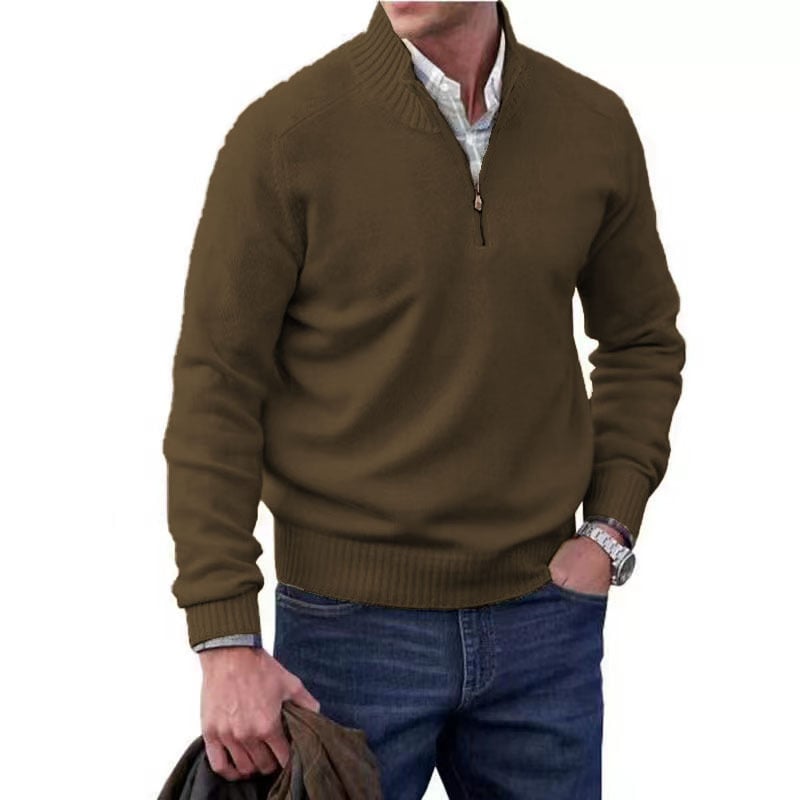 Men's Basic Zipper Pullover Sweater