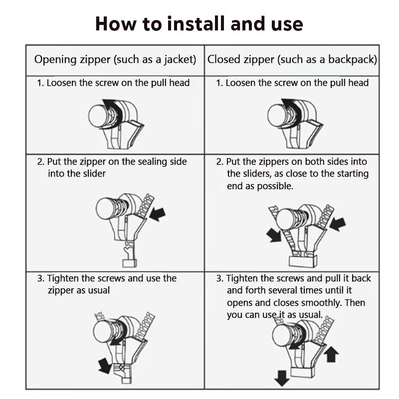Removable Portable Zipper Repair Tool