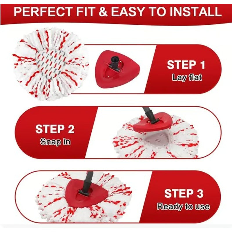 Upgraded Spin Mop Heads with Scrubbing Pad