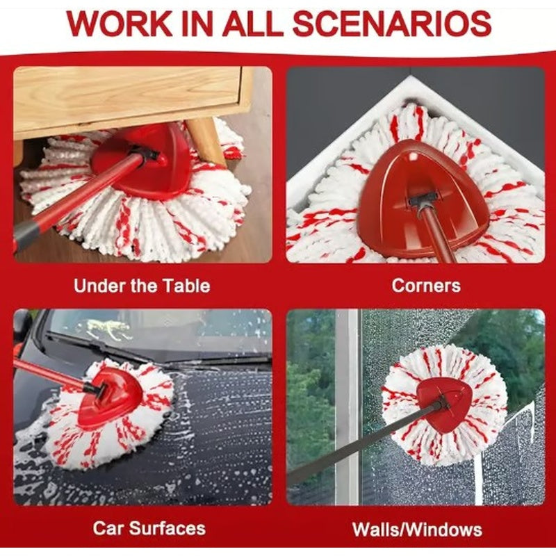 Upgraded Spin Mop Heads with Scrubbing Pad