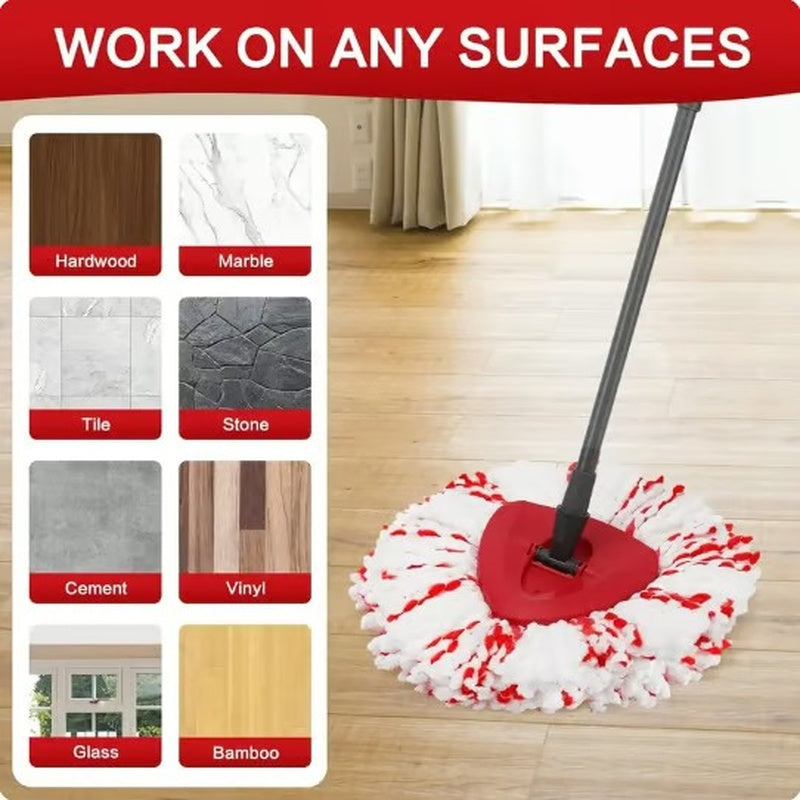 Upgraded Spin Mop Heads with Scrubbing Pad