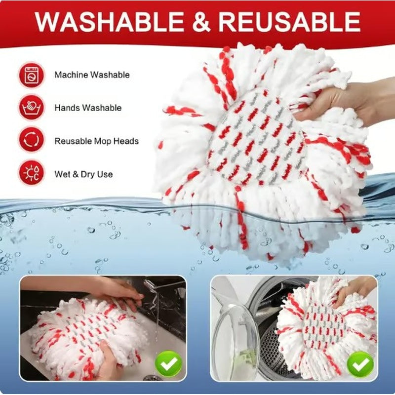 Upgraded Spin Mop Heads with Scrubbing Pad