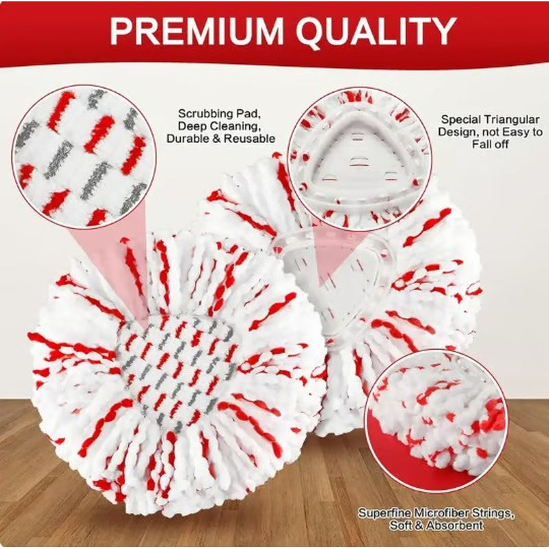 Upgraded Spin Mop Heads with Scrubbing Pad