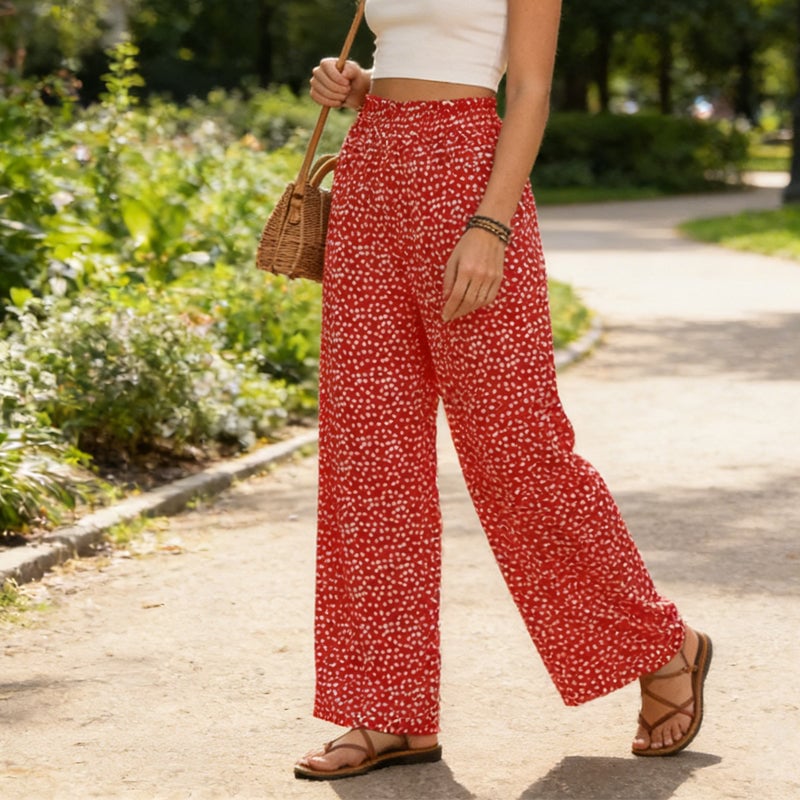 Women's Smocked High Waist Wide Leg Pants