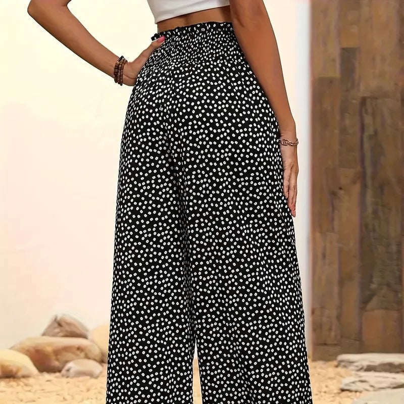 Women's Smocked High Waist Wide Leg Pants