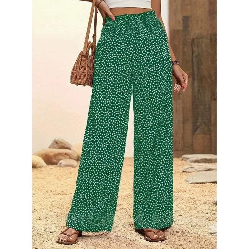 Women's Smocked High Waist Wide Leg Pants
